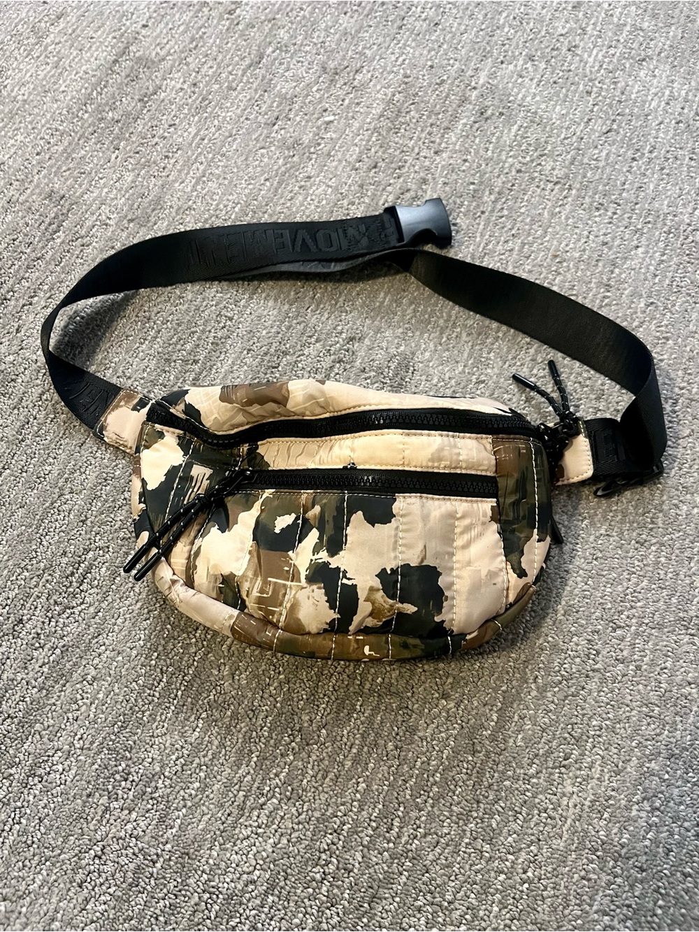 FP Movement by Free People Quilted Camo Belt Bag in Beige, Brown & Black